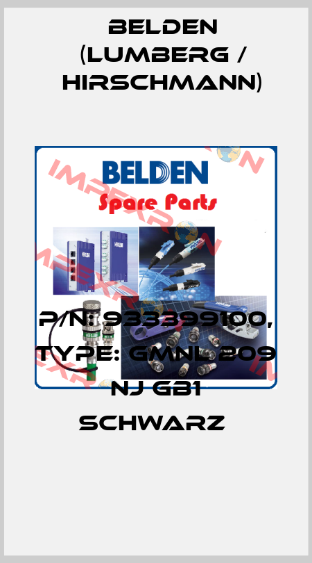 P/N: 933399100, Type: GMNL 209 NJ GB1 schwarz  Belden (Lumberg / Hirschmann)