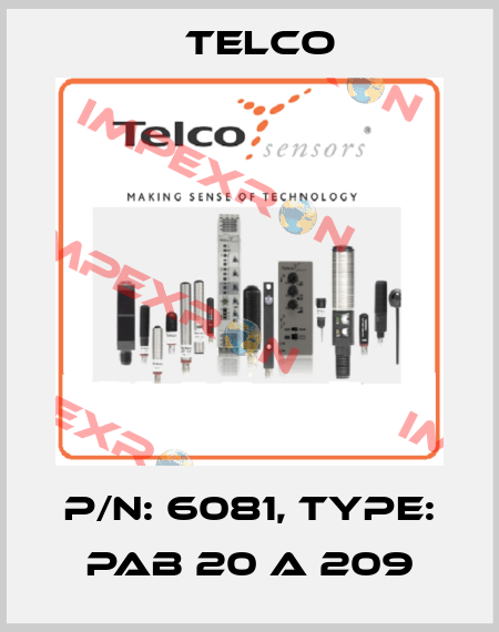p/n: 6081, Type: PAB 20 A 209 Telco
