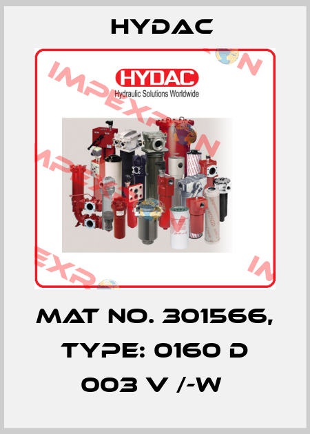Mat No. 301566, Type: 0160 D 003 V /-W  Hydac