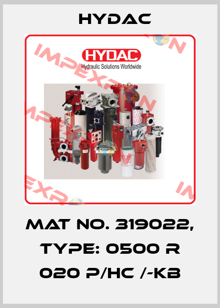 Mat No. 319022, Type: 0500 R 020 P/HC /-KB Hydac