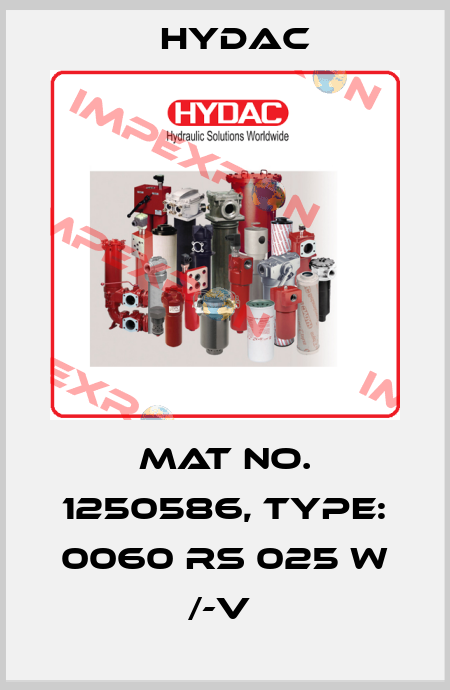 Mat No. 1250586, Type: 0060 RS 025 W /-V  Hydac