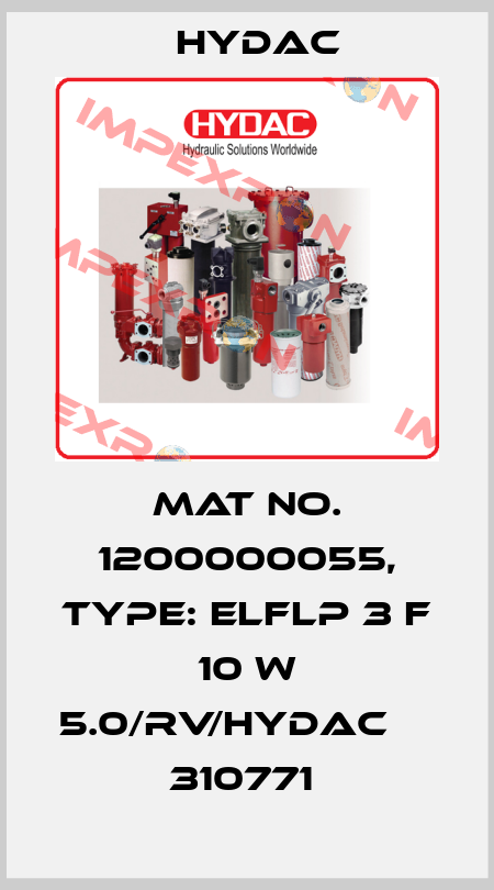 Mat No. 1200000055, Type: ELFLP 3 F 10 W 5.0/RV/HYDAC         310771  Hydac