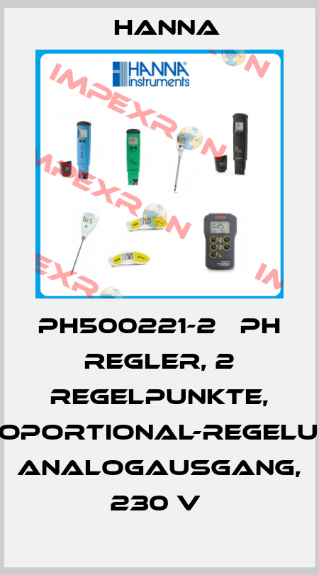 PH500221-2   PH REGLER, 2 REGELPUNKTE, PROPORTIONAL-REGELUNG, ANALOGAUSGANG, 230 V  Hanna