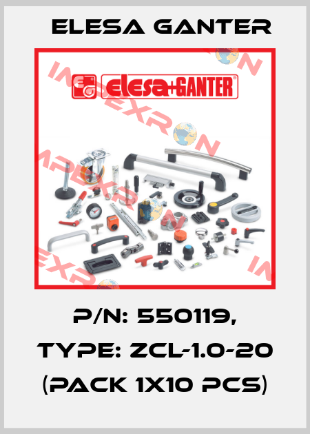 P/N: 550119, Type: ZCL-1.0-20 (pack 1x10 pcs) Elesa Ganter