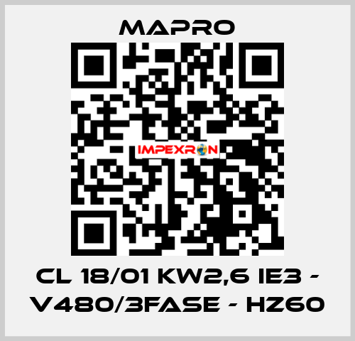 CL 18/01 kW2,6 IE3 - V480/3fase - Hz60 Mapro