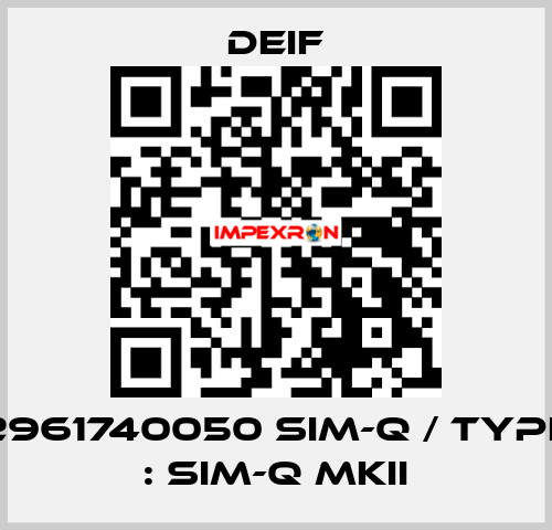 2961740050 SIM-Q / Type : SIM-Q MKII Deif