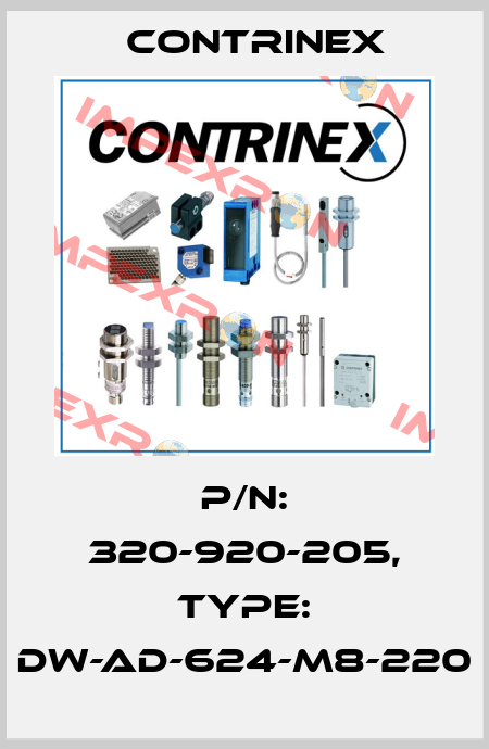 p/n: 320-920-205, Type: DW-AD-624-M8-220 Contrinex