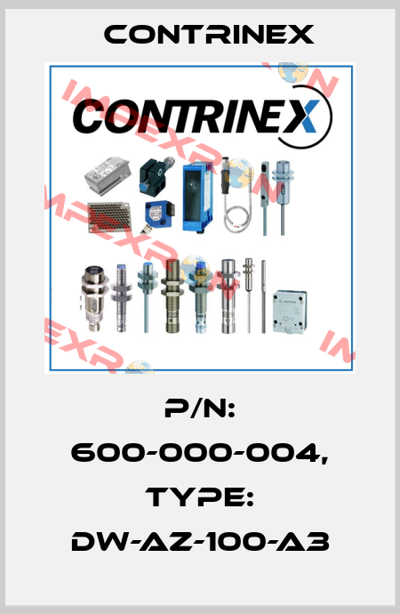 p/n: 600-000-004, Type: DW-AZ-100-A3 Contrinex
