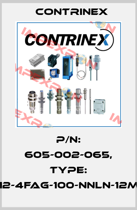 p/n: 605-002-065, Type: S12-4FAG-100-NNLN-12MG Contrinex