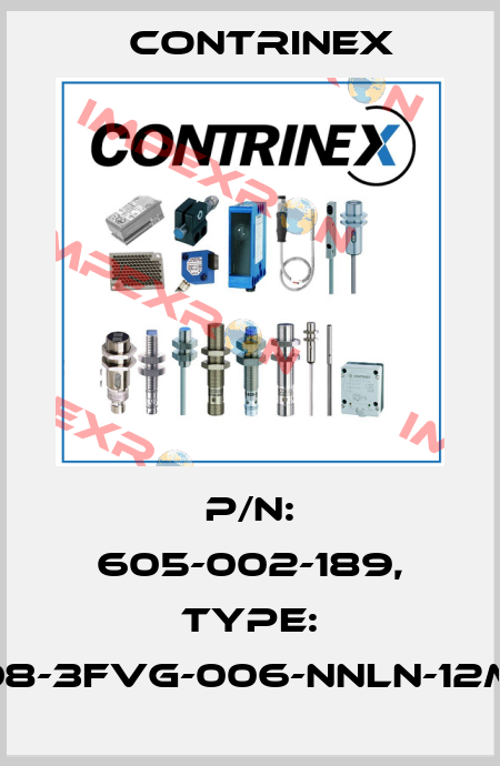 p/n: 605-002-189, Type: S08-3FVG-006-NNLN-12MG Contrinex