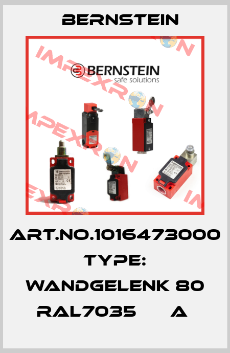 Art.No.1016473000 Type: WANDGELENK 80   RAL7035      A  Bernstein