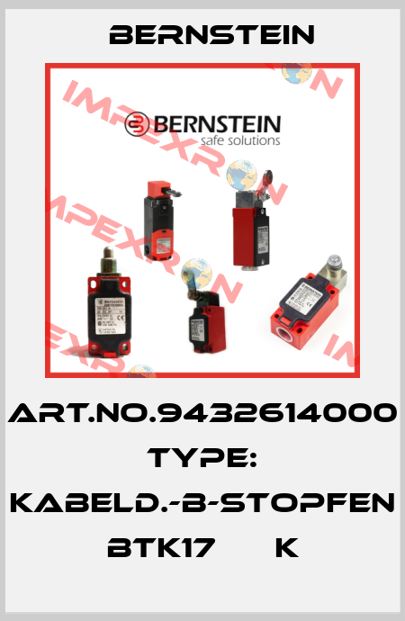 Art.No.9432614000 Type: KABELD.-B-STOPFEN BTK17      K Bernstein
