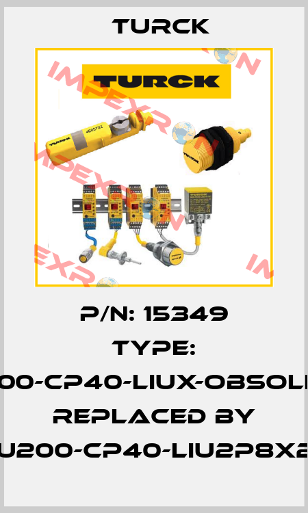 P/N: 15349 Type: RU100-CP40-LIUX-obsolete, replaced by RU200-CP40-LIU2P8X2T Turck