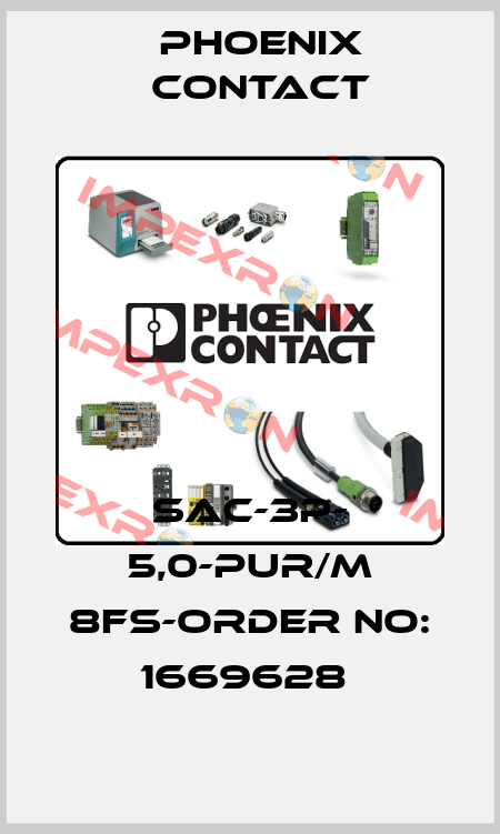 SAC-3P- 5,0-PUR/M 8FS-ORDER NO: 1669628  Phoenix Contact