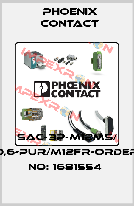 SAC-3P-M12MS/ 0,6-PUR/M12FR-ORDER NO: 1681554  Phoenix Contact