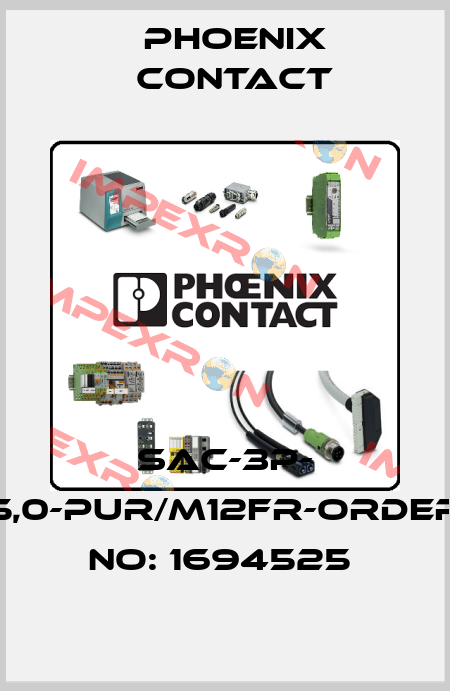 SAC-3P- 5,0-PUR/M12FR-ORDER NO: 1694525  Phoenix Contact