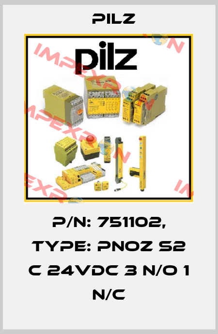 p/n: 751102, Type: PNOZ s2 C 24VDC 3 n/o 1 n/c Pilz