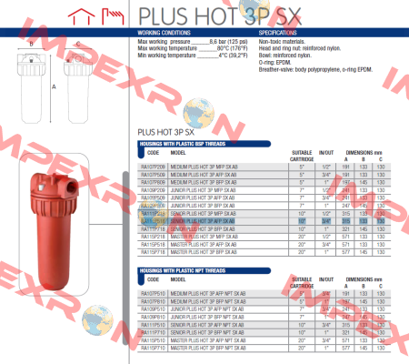 Senior Plus HOT 3P AFP SX AB Atlas Filtri