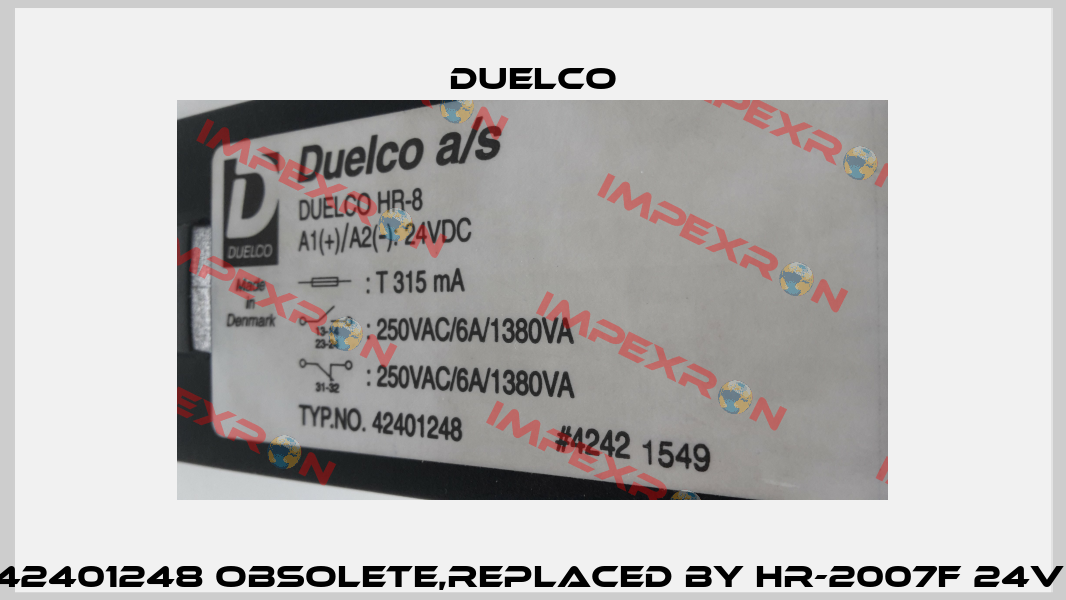 HR-8 Type: 42401248 obsolete,replaced by HR-2007F 24V (42080030) DUELCO