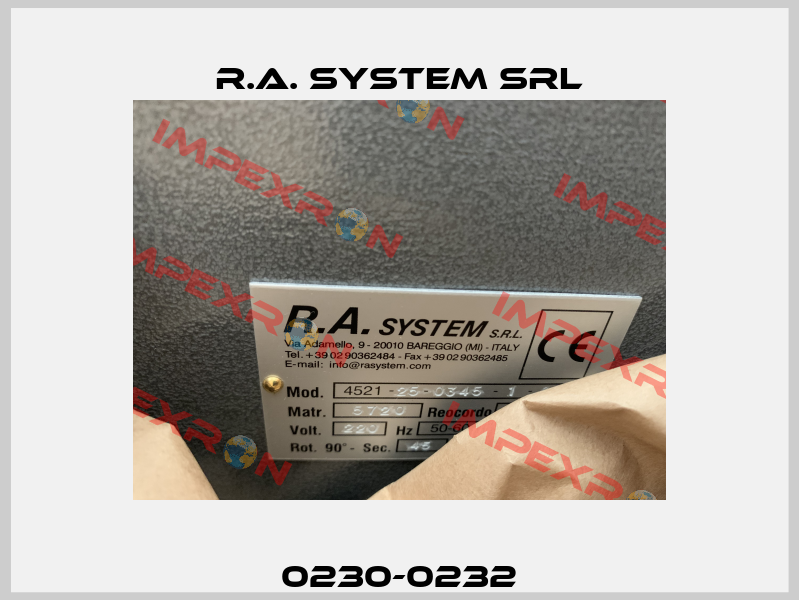 0230-0232 R.A. System Srl