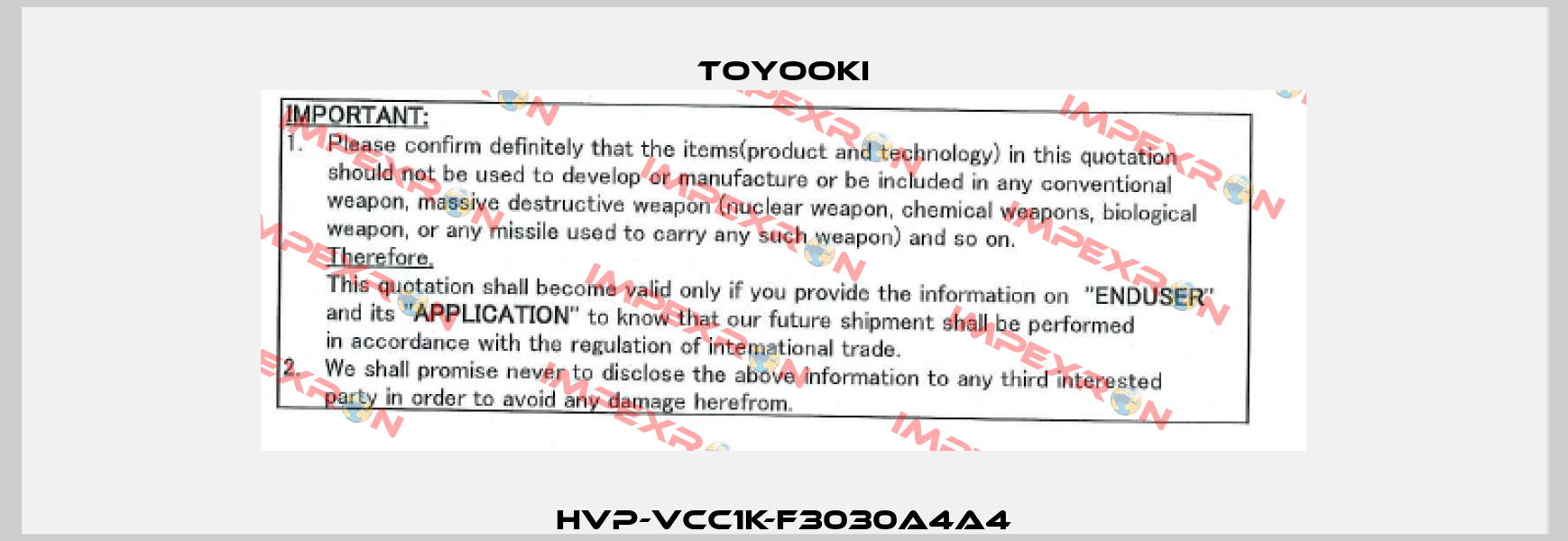 HVP-VCC1K-F3030A4A4 Toyooki