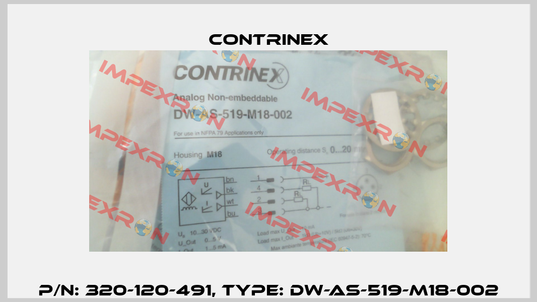 p/n: 320-120-491, Type: DW-AS-519-M18-002 Contrinex