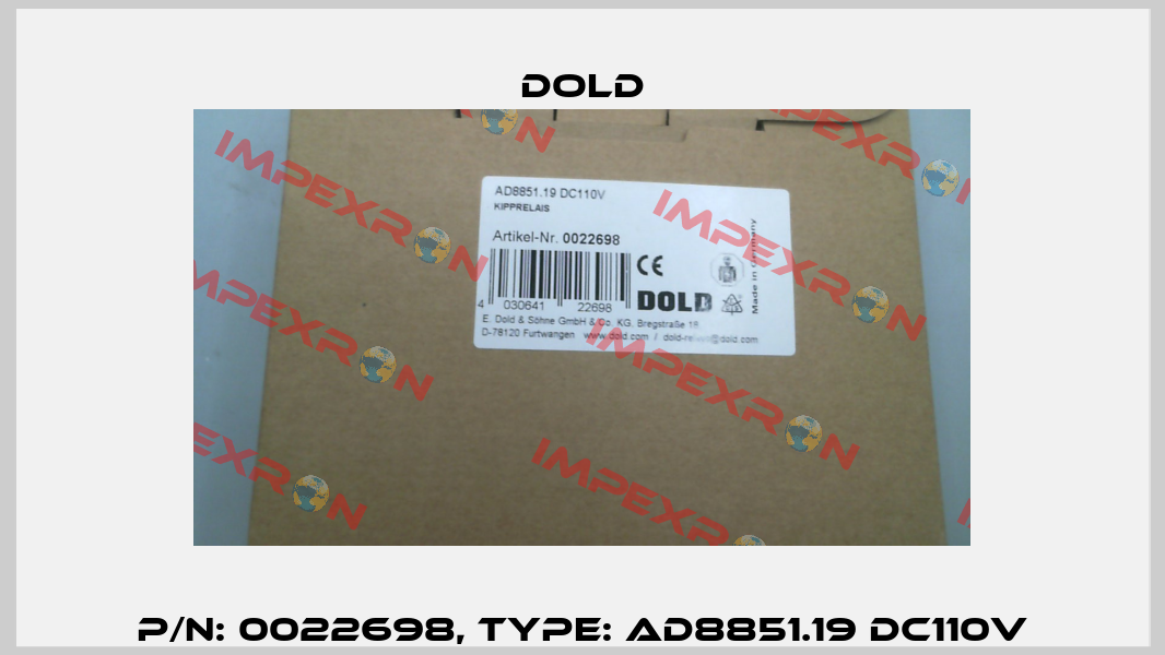 p/n: 0022698, Type: AD8851.19 DC110V Dold